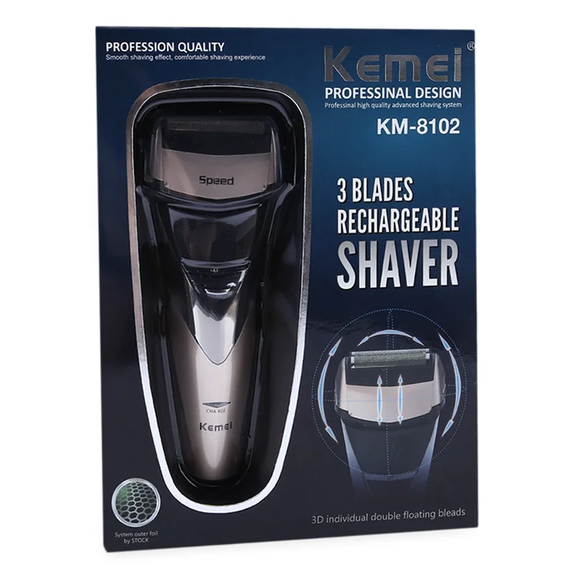 Kemei KM-8102, профессиональная электробритва, перезаряжаемая, Водонепроницаемая бритва для мужчин, триммер для бороды, Мужская бритва для ухода за лицом