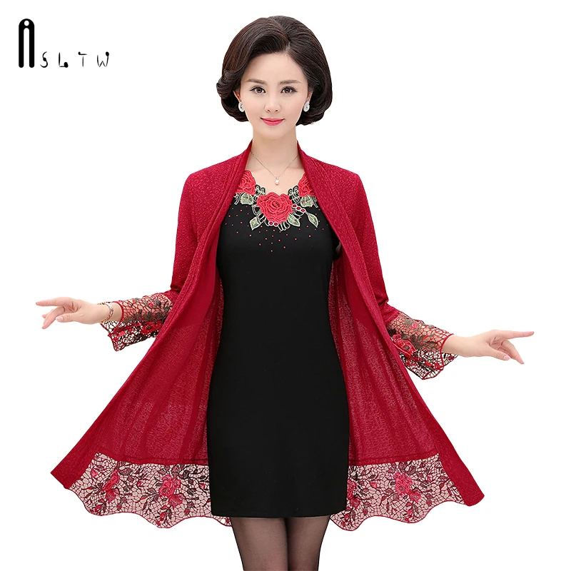 ASLTW Real Two pieces Long Sweater Set Women New Fashion O Neck Hollow Sweaters Cardigan+Dress |