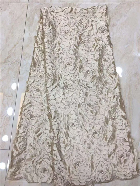 Высококачественная нигерийская 3D Свадебная кружевная ткань желтые последние