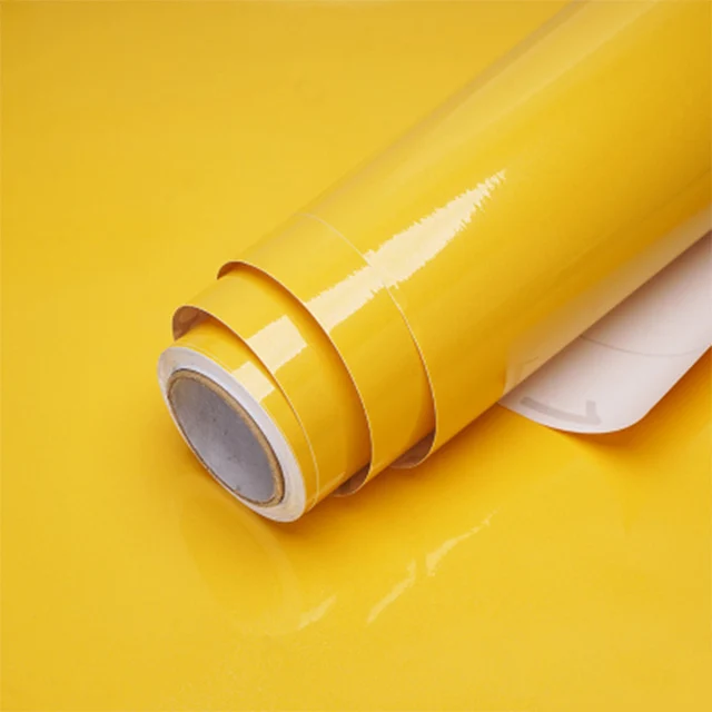 Shiny Yellow Глянцевая мраморная контактная Бумага Мебель Настольный шкаф дверь наклейки съемный самоклеющиеся виниловые обои ПВХ водонепроницаемая пленка - Цвет: Shiny Yellow
