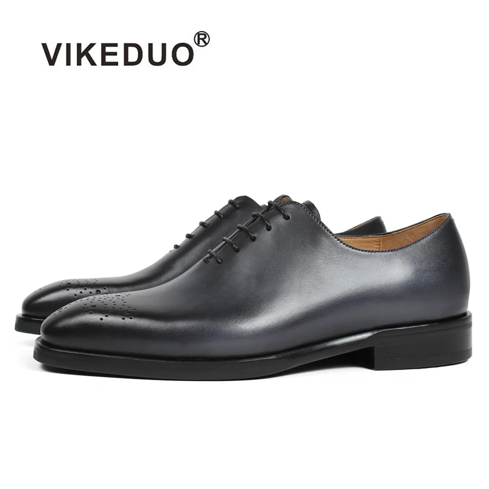 Мужские классические туфли-оксфорды VIKEDUO серые туфли из натуральной кожи с