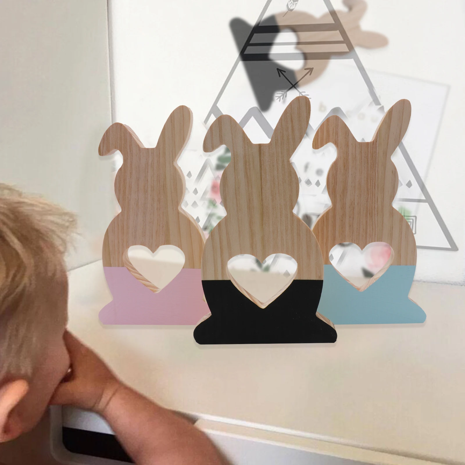 Деревянное полое сердце кроличьи ушки декоративное украшение &quotКролик&quot для