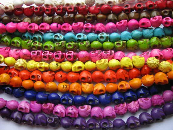 

wholesale turquoise beads skeleton skull multicolor assortment jewelry beads 8x10mm --5strands 16inch/per strand