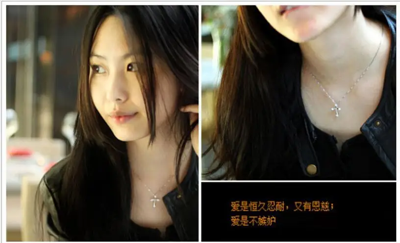 

TJP AAA+ Crystal Cross Female Pendants Necklace For Women Wedding Party Top Quality 925 Sterling Silver Choker Necklaces Hot