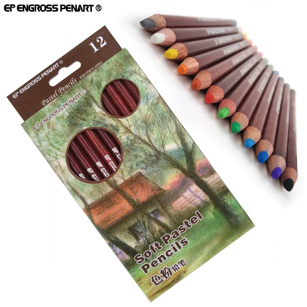 

Artist 12 Professional Soft Pastel Pencils Sketch lapis de cor Pastel Colored Pencils For Drawing Art School Supplies