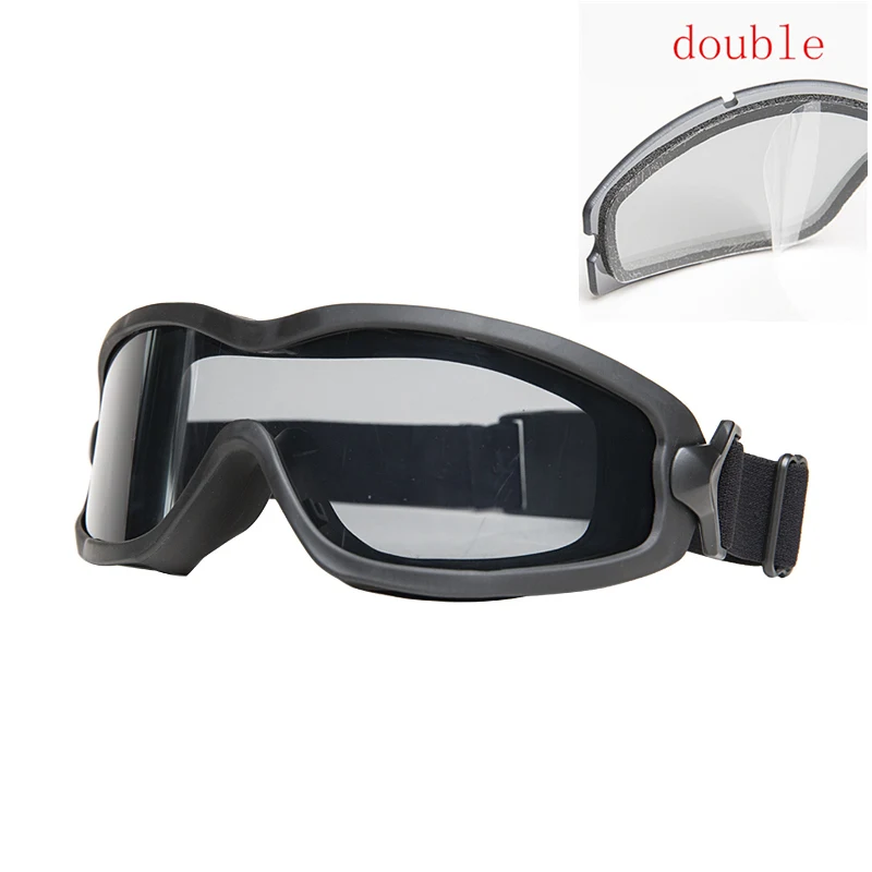 Double BLACK JT Spectra Series Goggle с одним/двойным слоем тактический для страйкбола и пейнтбола лыжные очки Анти-пыль противотуманное стекло для защиты глаз - Цвет: Double BLACK