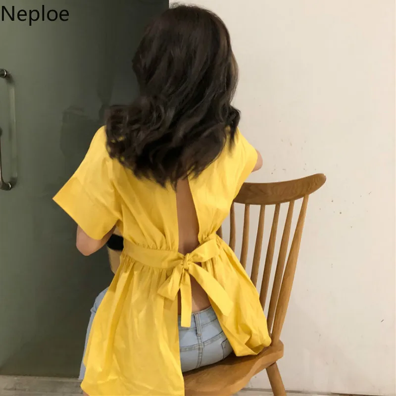 Neploe Асимметричная женская блузка с открытой спиной Лето 2019 шикарные рубашки