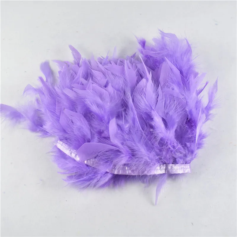 Light Purple 2 yards10-15 см, 4-6 дюймов, окрашенная кожа, цвет шампанского, Индюшата, перьев в полоску, отделка перьями, юбка, тонкий Свадебный декор - Цвет: Light Purple