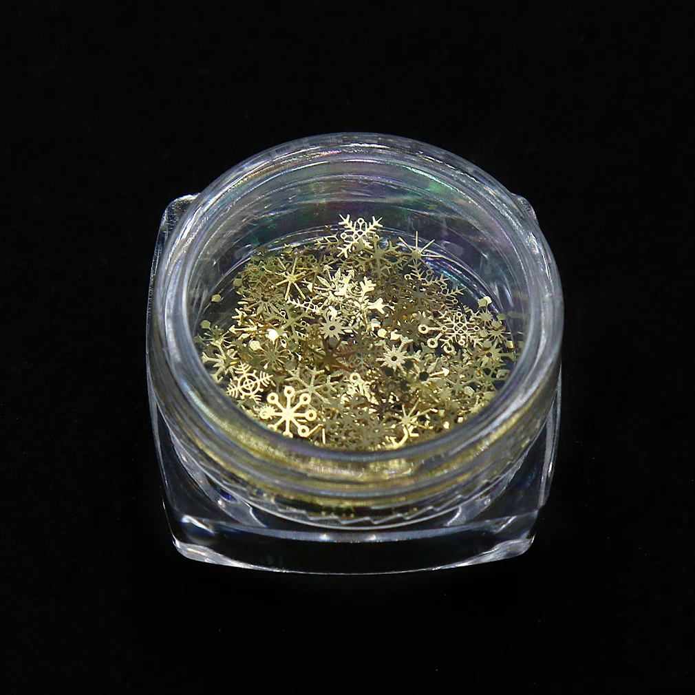 1 коробочкой дизайн ногтей украшения Блеск Снежный Золотой Серебряный наклейки