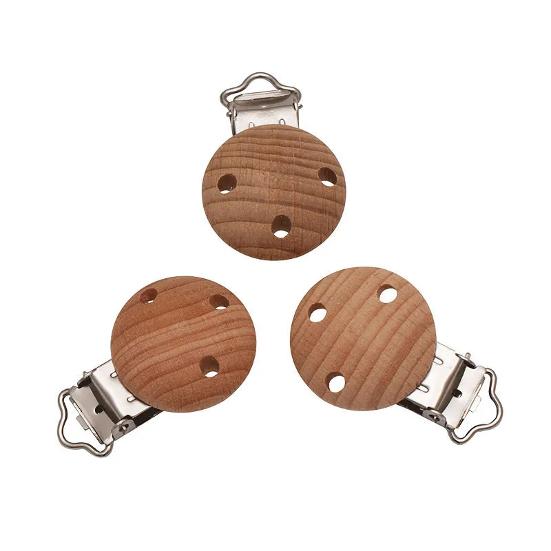 2pc Wooden Beech Pacifier Chain Accessory Silicone Bead Baby Teether Teething Infant Soother Clip Nipple Clasp Toy DIY Hold Tool | Мать и