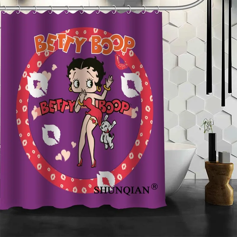 Best хороший обычай Betty Boop душ Шторы Для ванной Шторы Водонепроницаемый Ткань Ванная комната Шторы больше размер a6.1-37 - Цвет: Зеленый