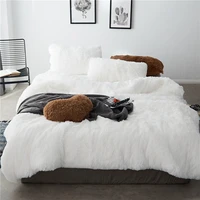 luxury plush shaggy duvet cover set multi solid color twin fullqueen 47pcs bedding set beed sheet pillows for winter soft warm