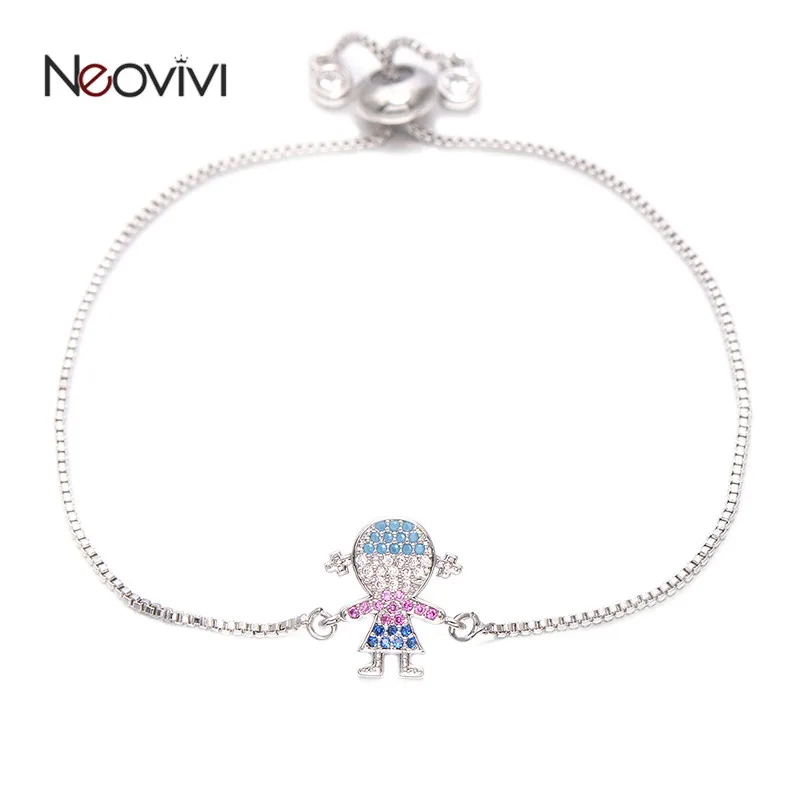 Neovivi очаровательные браслеты для мальчиков и девочек разноцветные CZ Шарм медная