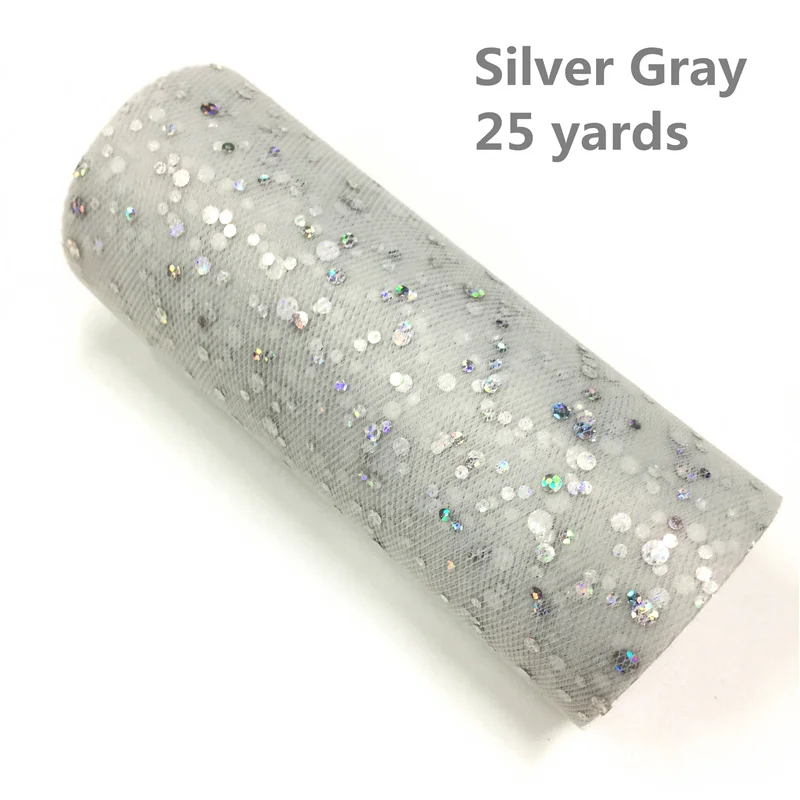 silver gray Лидер продаж, блестящая сетка, кружевная ткань, 15 см* 22 м, Блестящий тюль, рулон для юбки-пачки, сделай сам, свадебная отделка органзы, товары для дня рождения - Цвет: silver gray