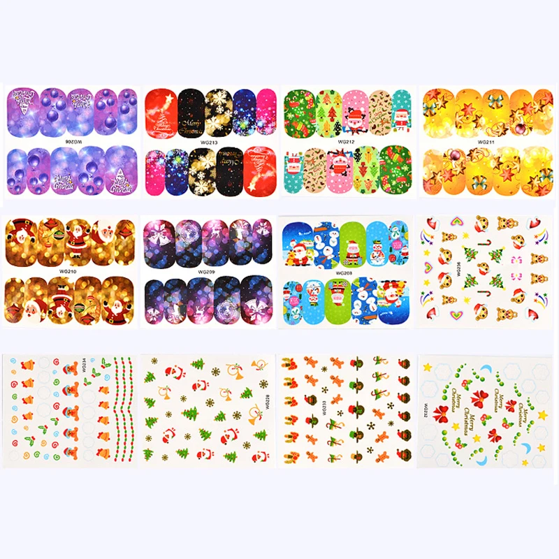 45pcs/set Mix Design Nail Art Stickers Set Christmas Snowflake Penguin Snowman Water Decals Transfer DIY Manicure Tips | Красота и