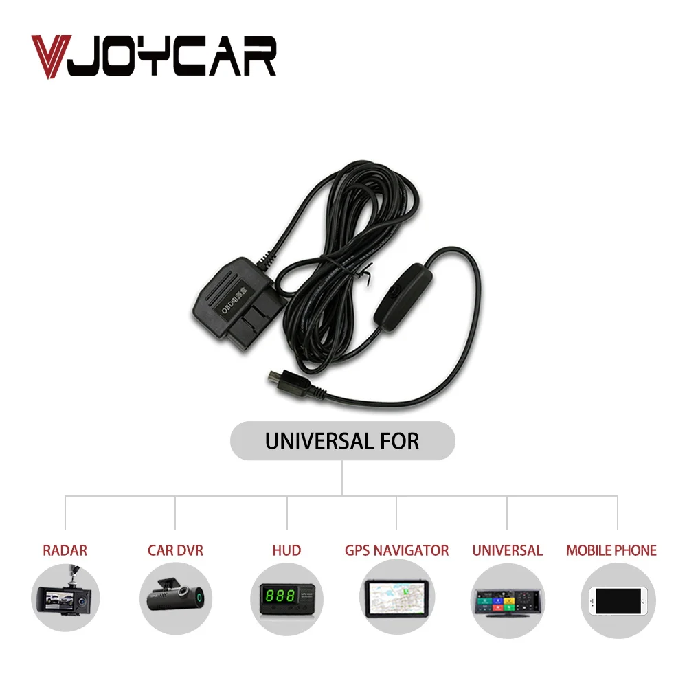 Автомобильный OBD зарядный USB кабель питания адаптер с кнопкой переключения адаптер Зажигалка 3,5 метров для ELM327 OBD2 Hud DVR телефон камера