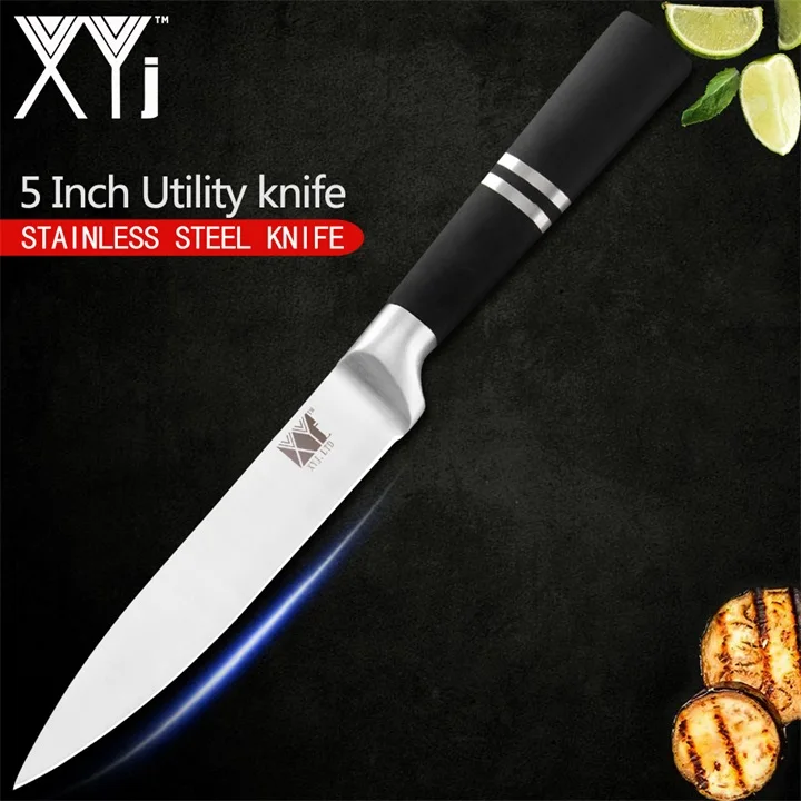 F 5 inch Utility XYj 6 шт. набор кухонных ножей лезвия из нержавеющей стали бесшовные сварочные наборы шеф-ножей для нарезки сантоку утилита для очистки овощей инструменты для приготовления пищи - Цвет: F 5 inch Utility