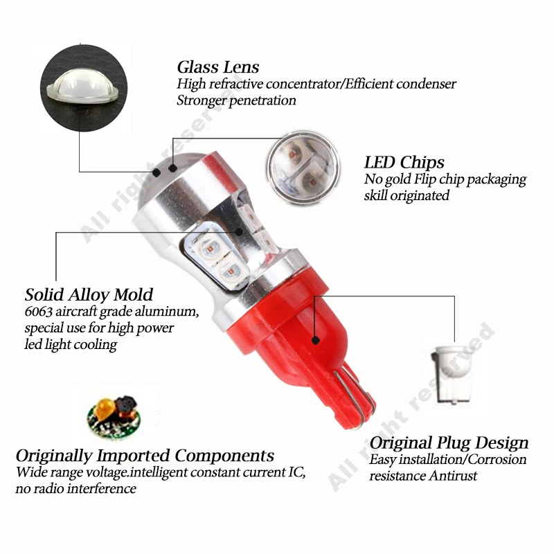 СВЕТОДИОДНЫЕ Лампы Canbus T10 W5W 12 В 10SMD 194 | Автомобили и мотоциклы