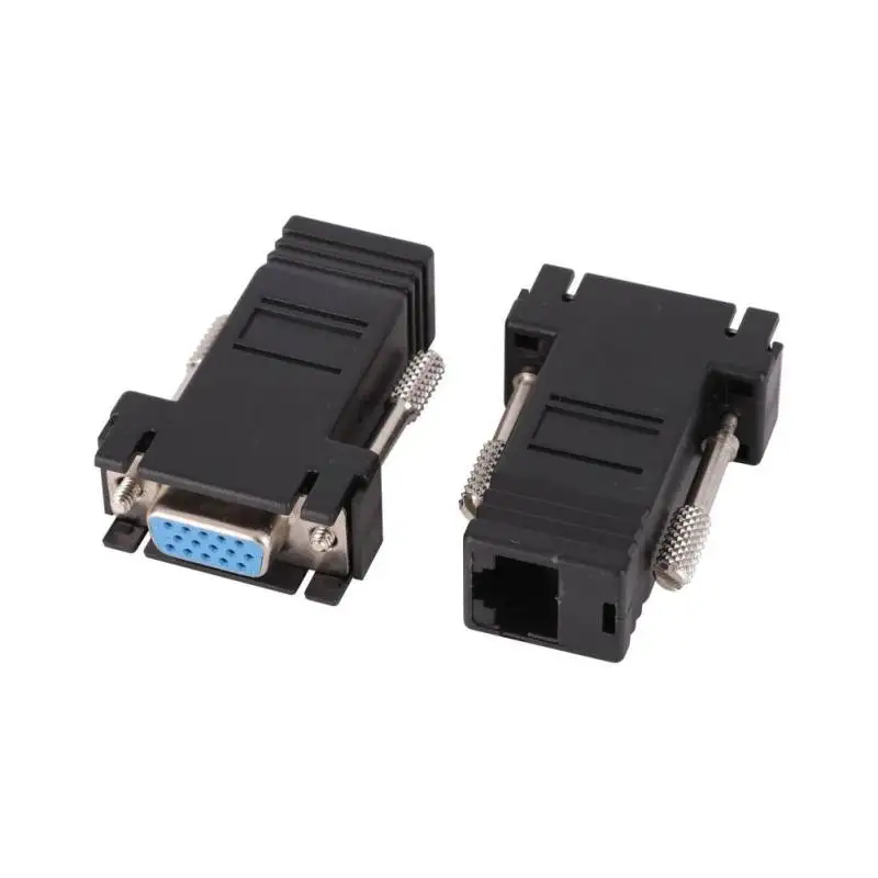 2 pcs VGA Male/Female to RJ45 Network Port Ethernet Cable Extender Adapter for Engineering Outdoor Display |