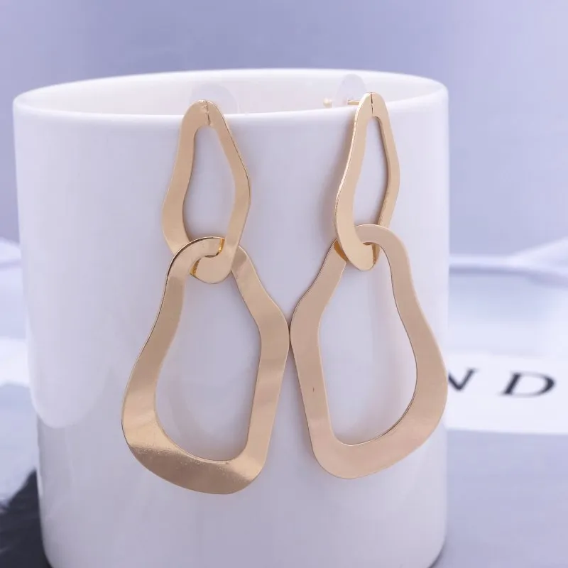 142 gold European& American Exaggerated Round Coin Drop Earring for Women Pendientes Vintage Geometric Metal Large Earrings Jewelry Gift - Окраска металла: 142 gold