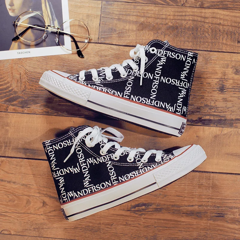 2019 г. Новая парусиновая обувь женская с буквенным принтом классические женские