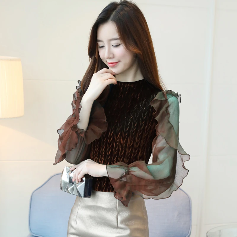 2019 Весенняя шифоновая женская блузка с длинным рукавом Офисная Женская рубашка