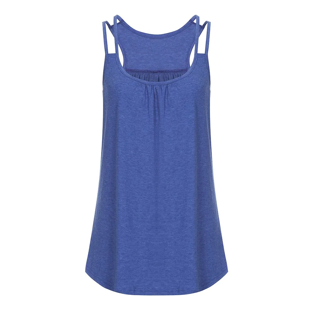 Women's fashion summer Solid Scoop Neck Cute Workout Tank top female vetement femme 2019 grey 2XL | Женская одежда