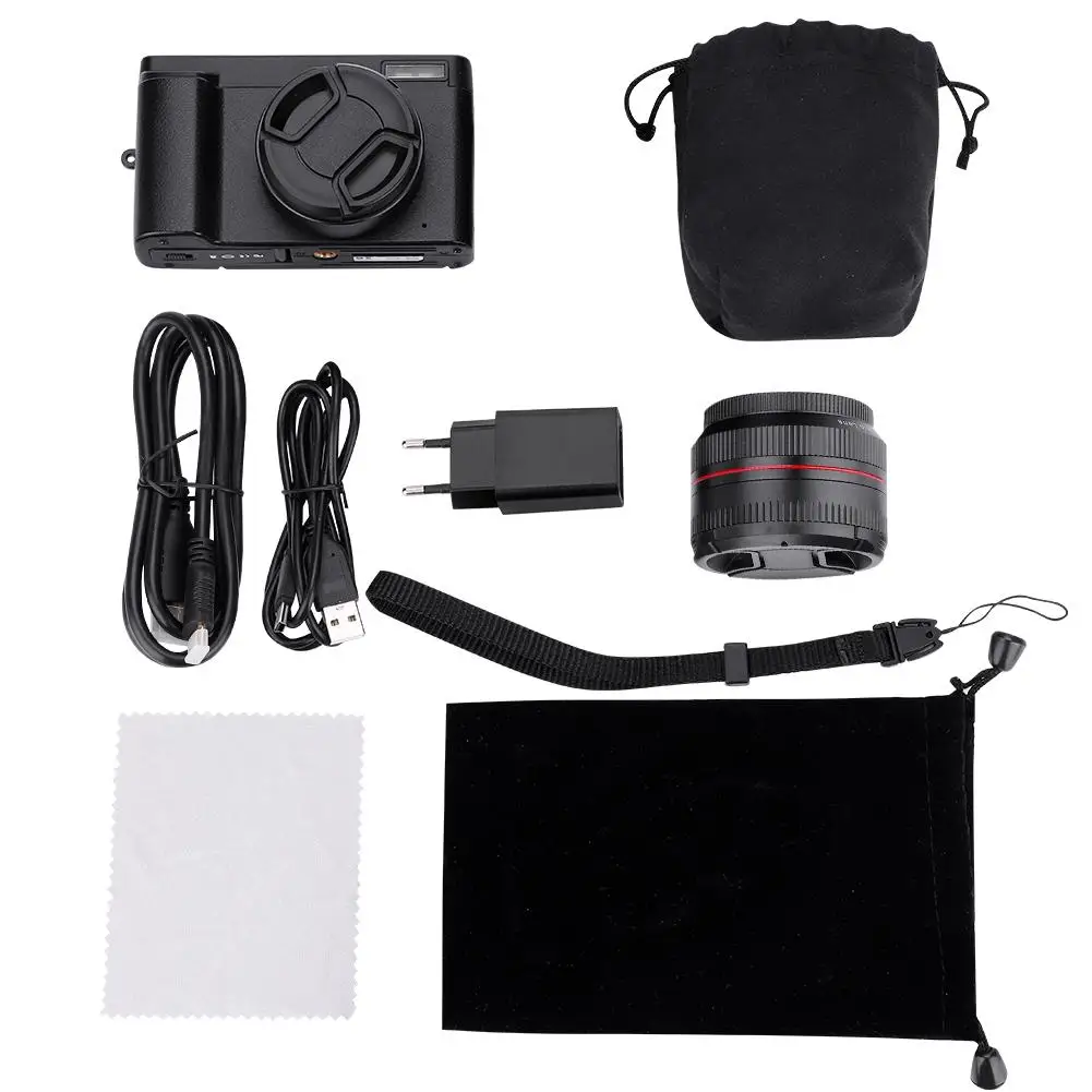 EU Plug HD 1080 P 24MP 16X зум цифровой видеокамера DV видеокамера мини DSLR DC101 3 дюйма ЖК-дисплей экран подарок для друзей и детей - Цвет: EU Plug