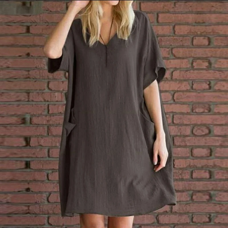 Пляжное платье летнее женское Повседневное с v-образным вырезом и рукавом