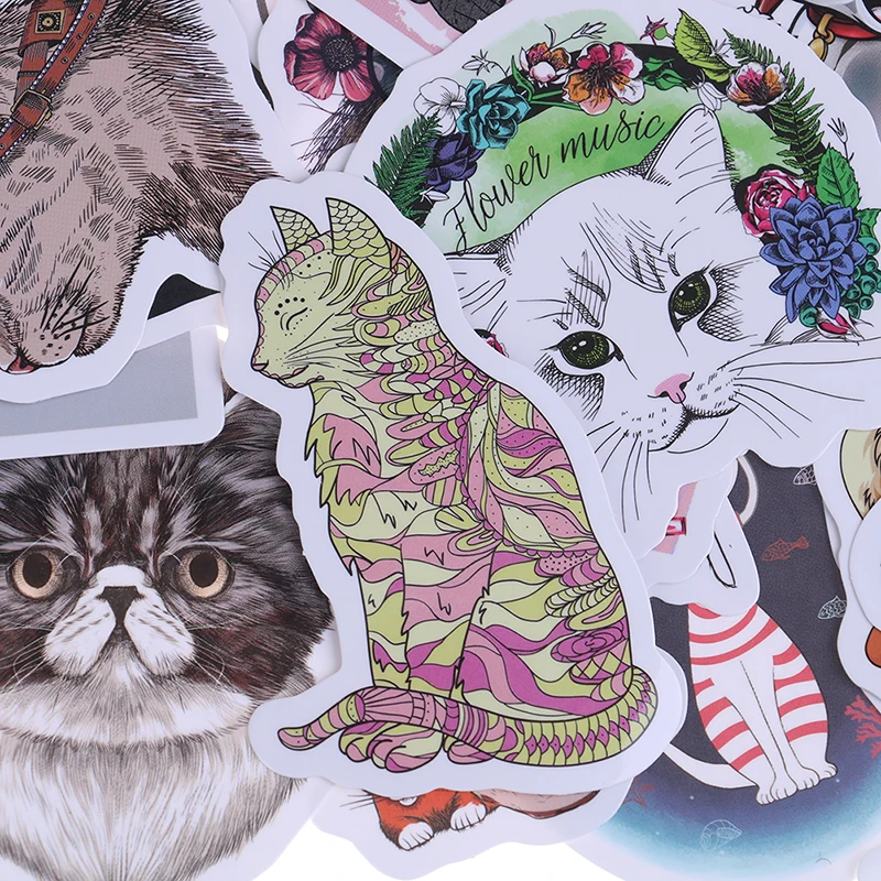 50 шт./лот мультфильм водонепроницаемый Дети DIY подарок для детей прекрасный кот наклейка животное портфель для ноутбука Скрапбукинг автомобиля стикер s
