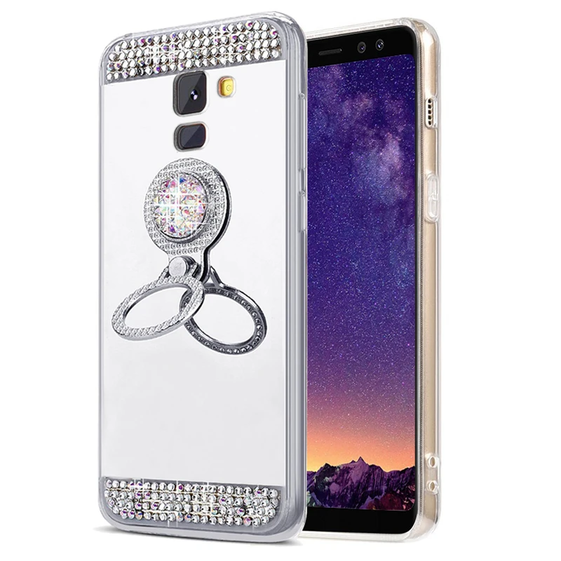 Чехол Funda A8 2018 с алмазным зеркалом мягкий силиконовый чехол для Galaxy Plus Samsung A7 A9 S9 S10e