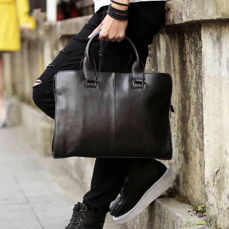 2019 Бренды Мужская Искусственная кожа большой бизнес портфель для мужчин 14 inch