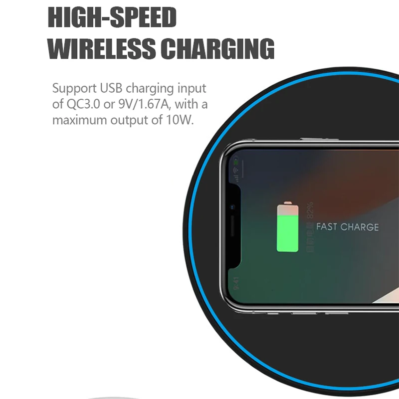QI Wireless Charger 10W Fast Charging for Samsung Galaxy S8 S9 S10 Note 8 9 USB Quick Charge iPhone X Xs Max Plus | Мобильные