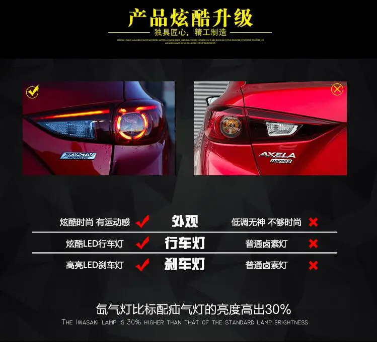 1 комплект бампера лампы для Mazda 3 габаритными задними фонарями 2014 ~ 2018 Mazda3 Axela