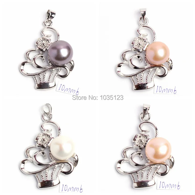 

10mm Pretty Natural 4 Color Freshwater Pearl Fashion Pendants wj141