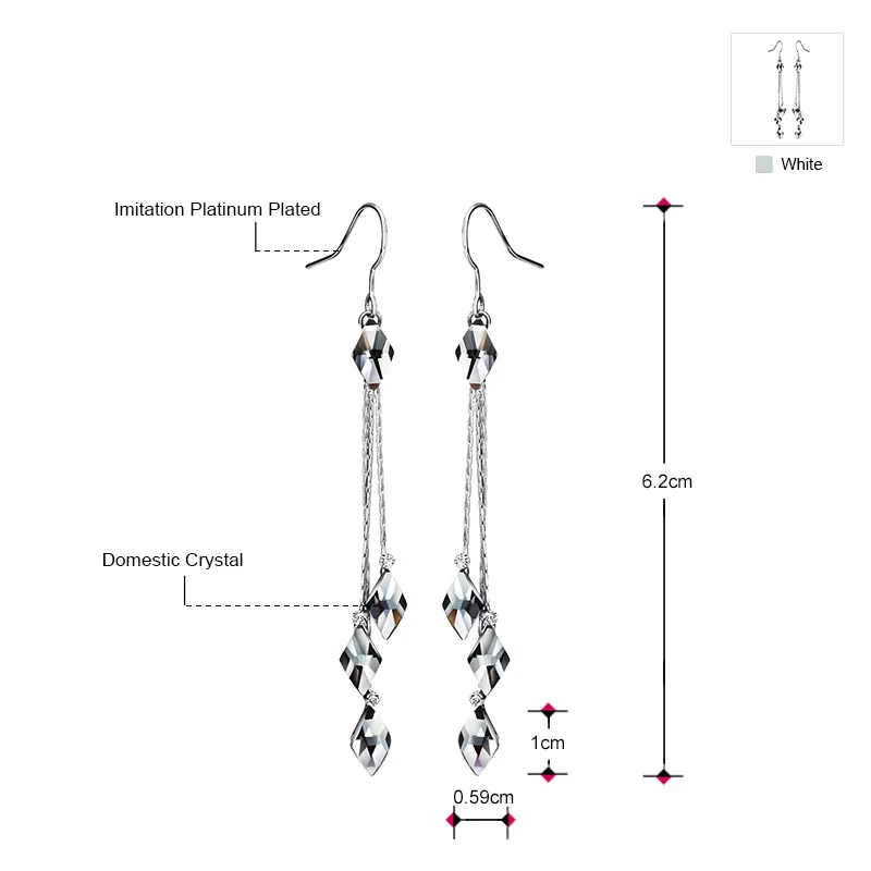 Женские свадебные Висячие серьги Neoglory с синими кристаллами и длинной кисточкой