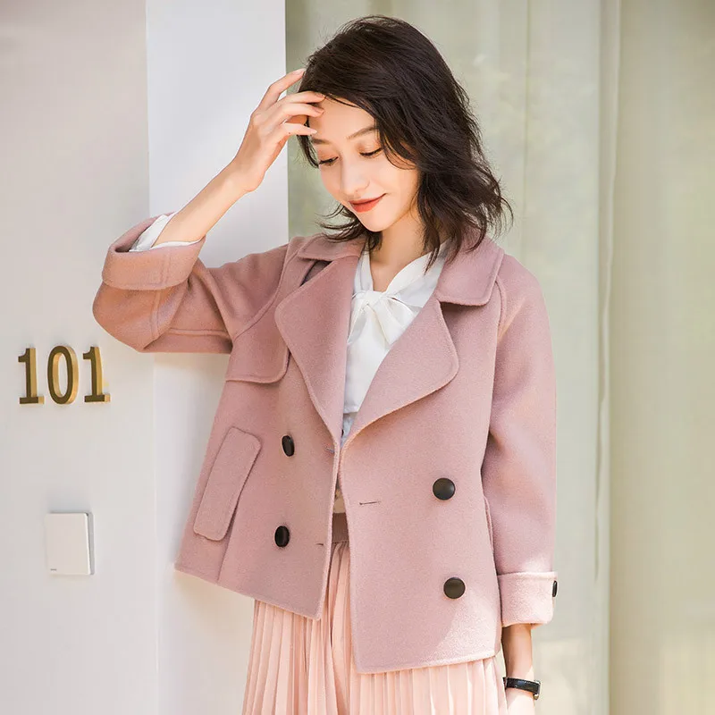 Женское шерстяное пальто KMETRAM винтажная розовая куртка розового цвета на весну