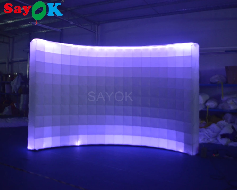 Sayok Portable Inflatable Background Photo Booth Wall with 2 LED Lights in the Top and Bottom for Wedding Party Decoration | Дом и сад