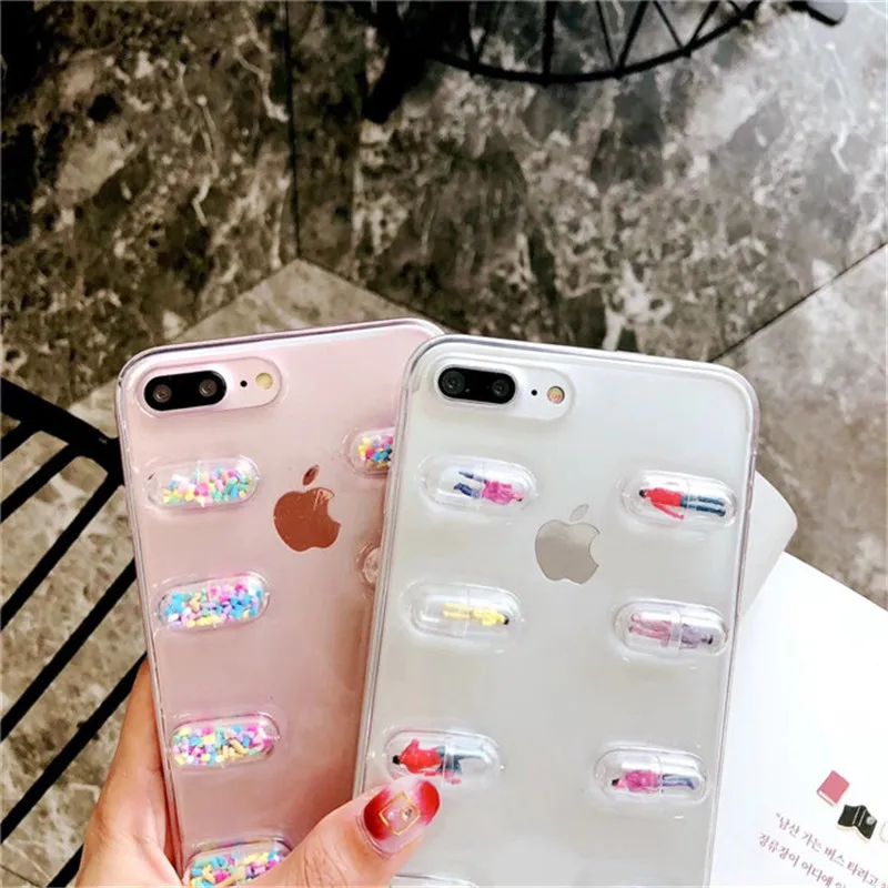 Cute Colorful Capsule Doll Phone Case For iPhone X 7 6 6S 8Plus Cartoon Clear TPU case XS MAX XR Fashion Back Cover |