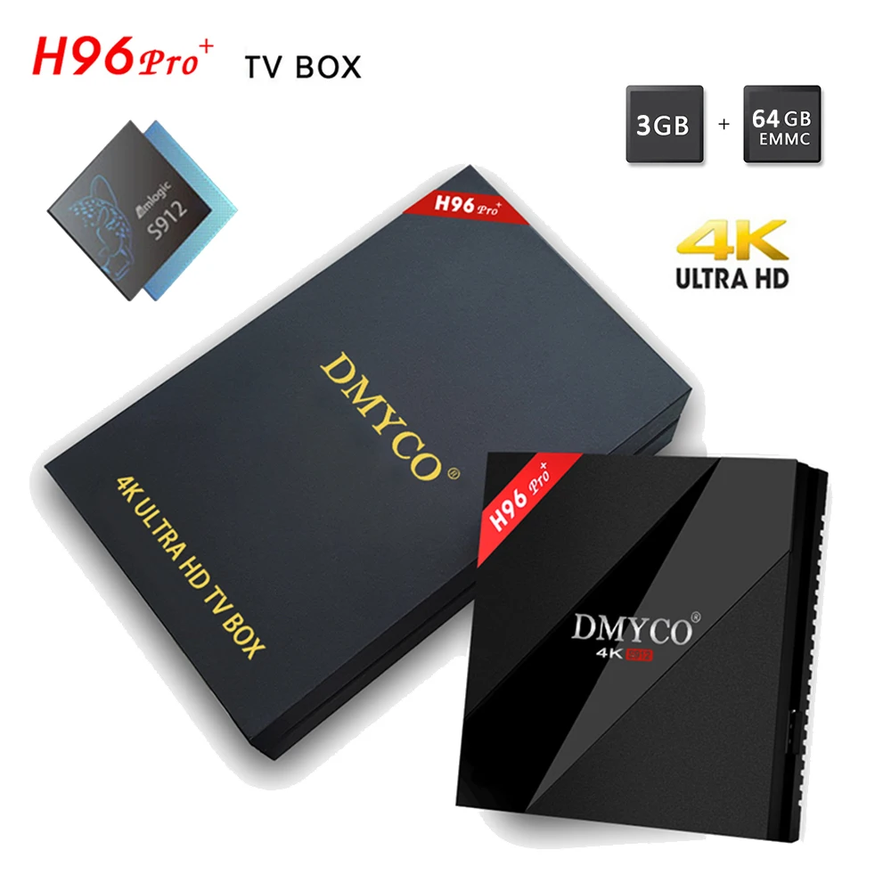 2019 глобальная версия 3g 64 Гб H96 Pro Plus Android ТВ коробка 4 K Amlogic S912 бита Youtube Google коробки