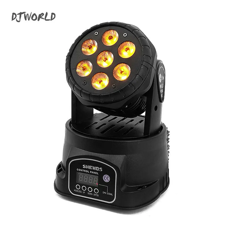 Djworld Высокое качество LED Мини Moving Head Wash Light 7X12W RGBW 4in1 Heads DMX сценический свет DJ ночной