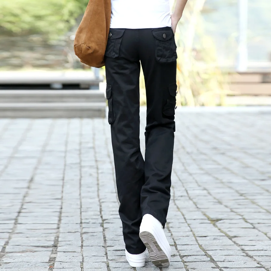 Женские хлопковые брюки карго Свободные мешковатые бриджи в стиле хип хоп хаки