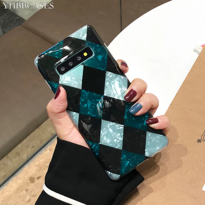 YHBBCASES Ретро ромбовидная сетка мягкие чехлы для Samsung Galaxy S8 S9 S10 Plus Модный чехол
