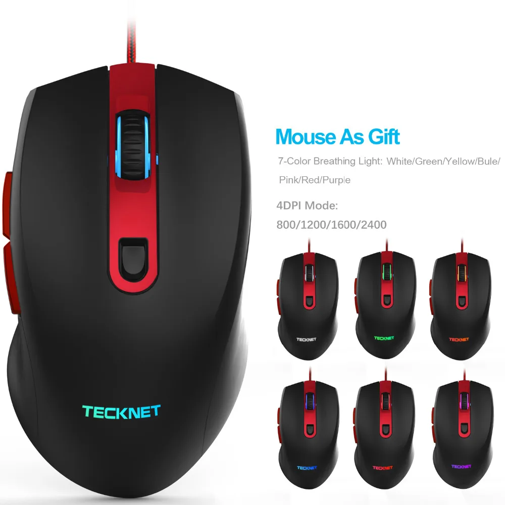TeckNet игровая клавиатура и мышь светящаяся светодиодный клавиатура с подсветкой USB проводной ПК Комплект геймера английская раскладка игровые клавиатуры для Windows