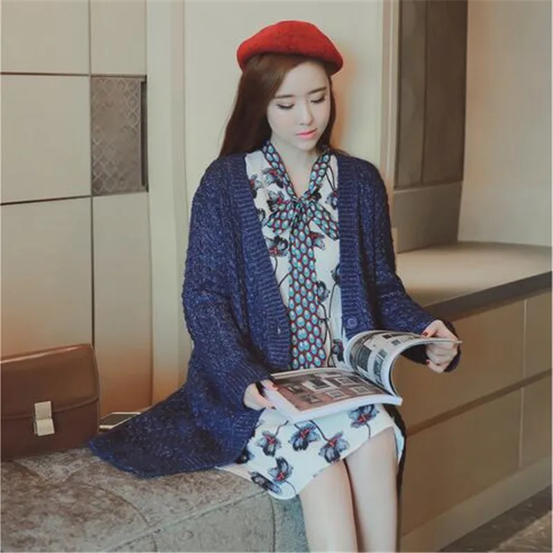 Женский свободный вязаный кардиган свитер из чистой шерсти сезон зима весна A2079