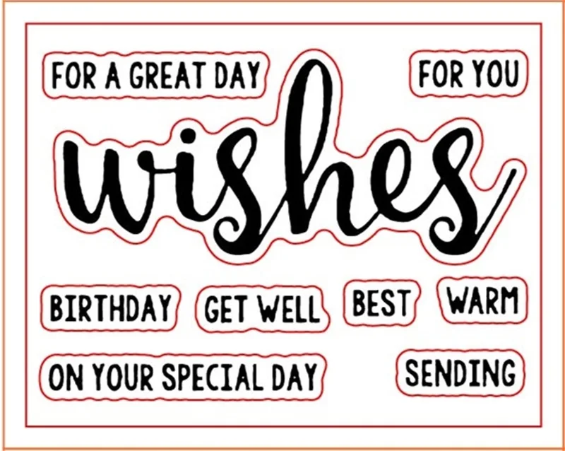 WW0419A1 "Congrats" "Sweet" "Love" Words Clear Silicone Stamp for Scrapbooking DIY Album Decorative Card Making Template 3x4inch New - Цвет: WW0419A1