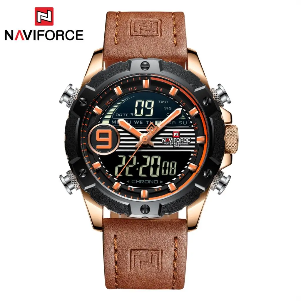 NAVIFORCE мужские Роскошные Топ брендовые модные спортивные часы водонепроницаемые