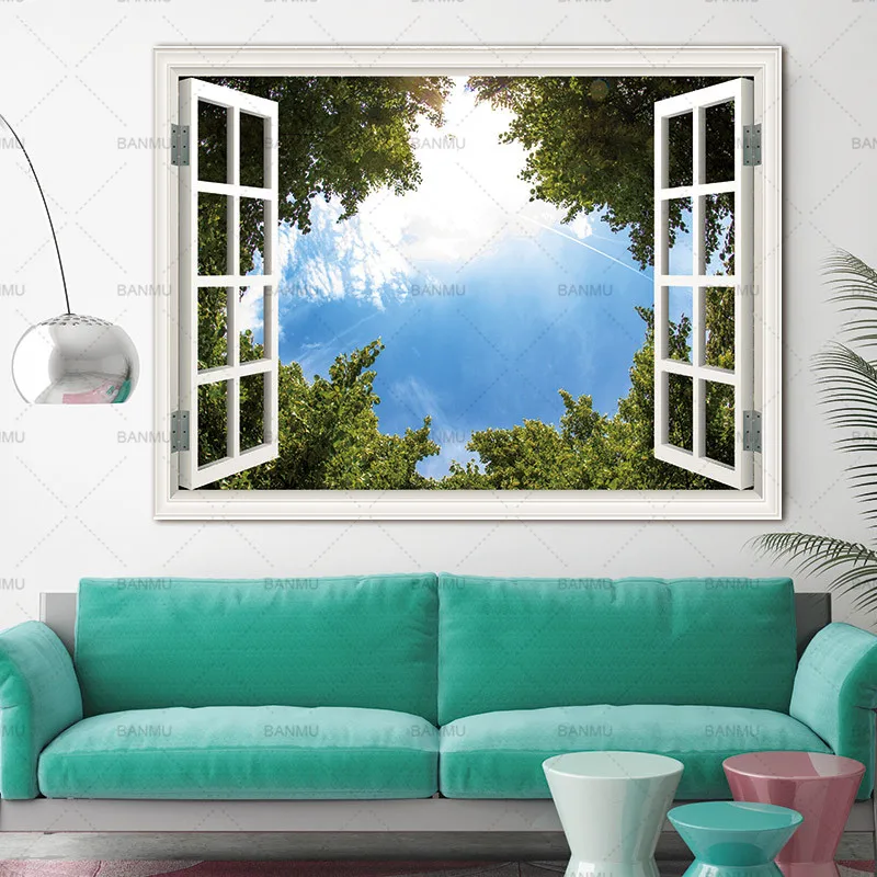 Картинки на деревьях вне окна домашний декор настенный постер Картина холсте