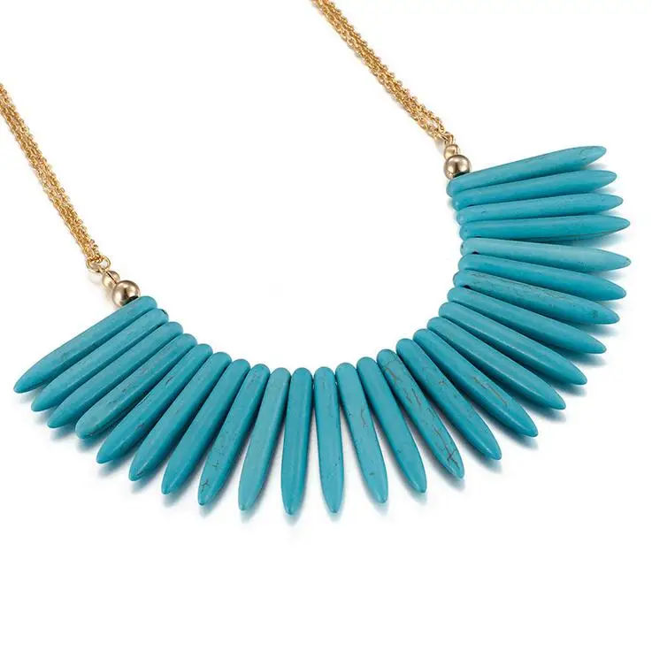 Ленточки синий камень золото шарик Титан Нержавеющая сталь Цепочки и ожерелья