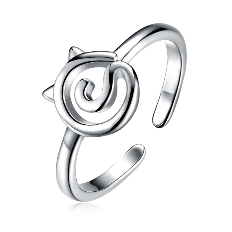 

Garilina Fashion Cat Shaped Opening Silver Color Ring Women's Party Ring R2234